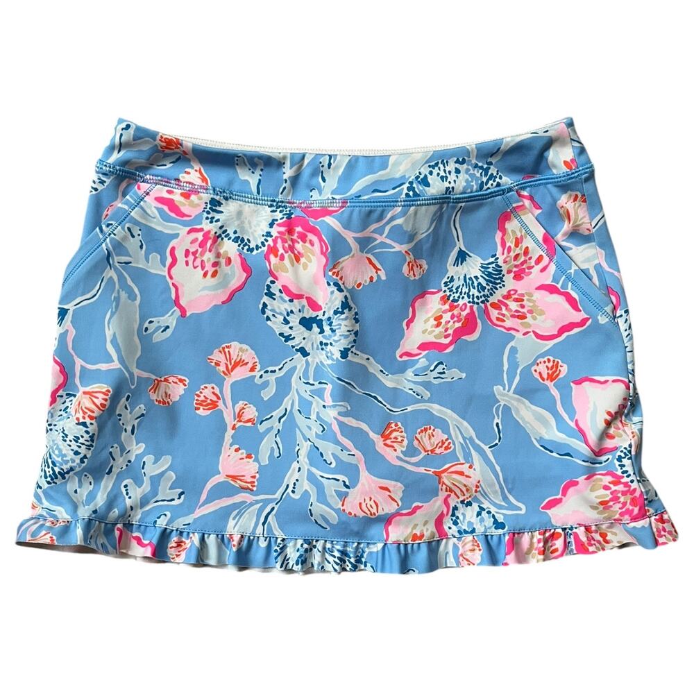 Lilly Pulitzer Luxletic Skort Bahamian Rhapsody Ruffle Pockets Girl's XL 12 14